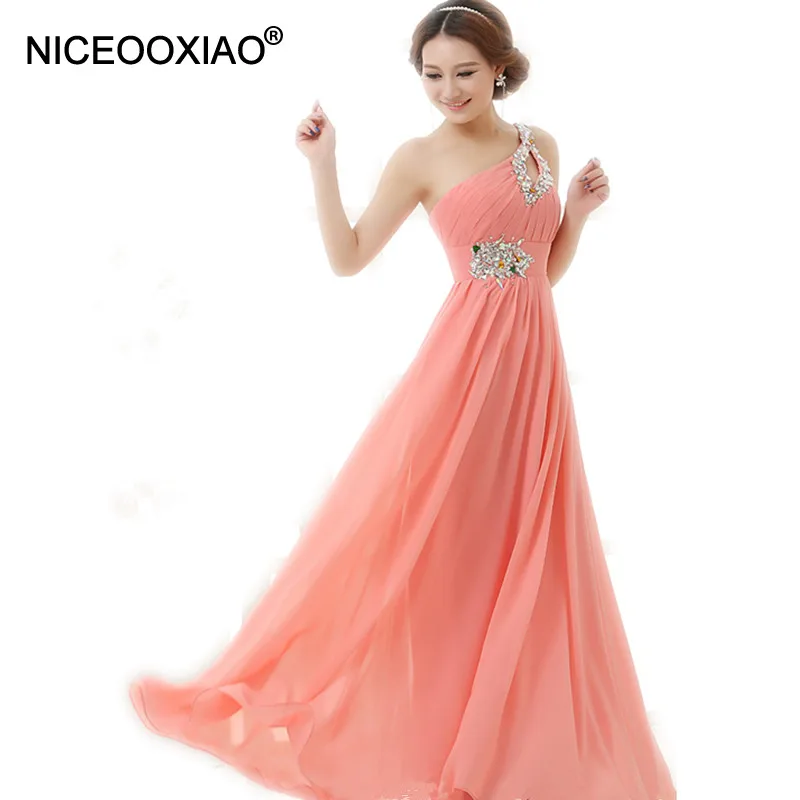 NICEOOXIAO Vestido De Festa Longo розовые вечерние длинные платья новое поступление шифоновое