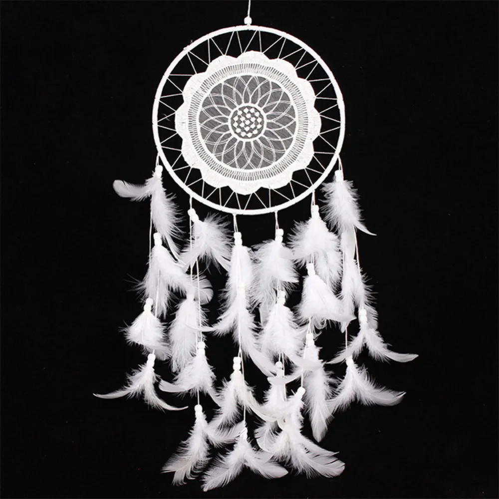 White Lace Flower Dreamcatcher Wind Chimes Indian Style Feather Pendant Dream Catcher Creative Car Hanging Decoration For Home 
White Lace Flower Dreamcatcher Wind Chimes Indian Style Feather Pendant Dream Catcher Creative Car Hanging Decoration For Home