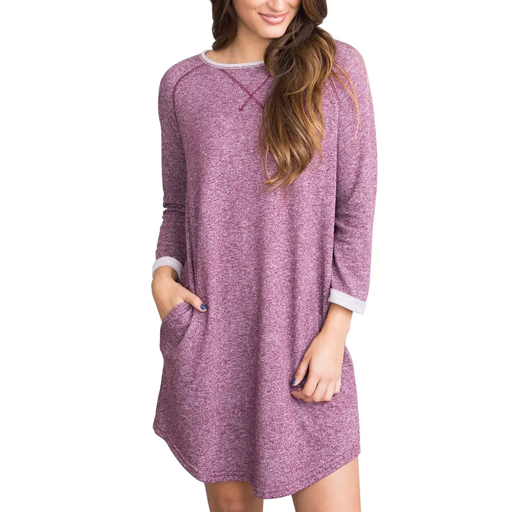 JESSINGSHOW New Spring Women Long Sleeve Knitted Dress Sexy O-neck Casual Loose Dress Elegant Solid Pockets Dress Female
JESSINGSHOW New Spring Women Long Sleeve Knitted Dress Sexy O-neck Casual Loose Dress Elegant Solid Pockets Dress Female