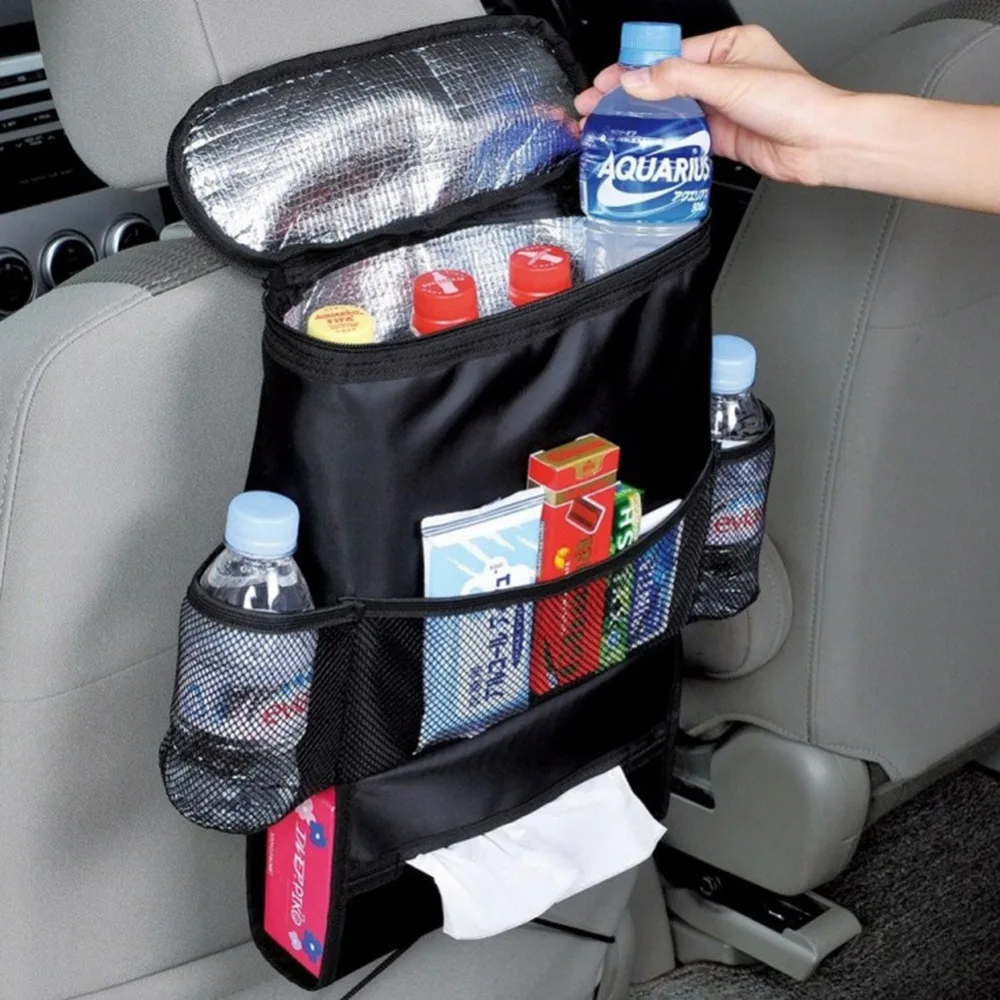 

Car Breast Milk Storage Bag Seat Back Organizer Insulated Seat Back Drinks Holder Cooler Cool Wrap Bottle Bag with Mesh Pockets