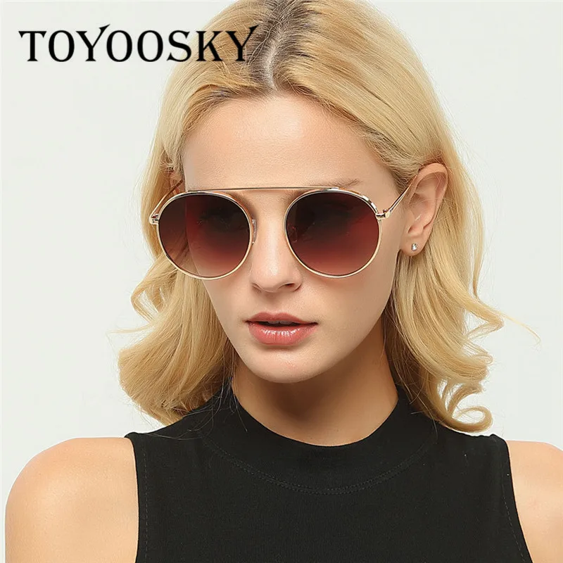 Toyoosky женские солнцезащитные очки мужские круглые градиентные роскошные