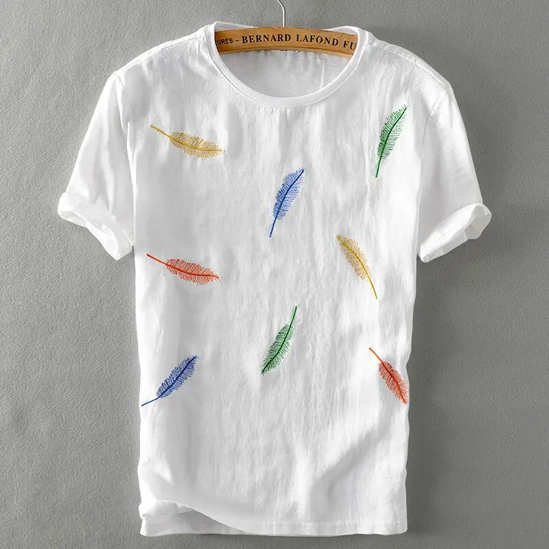 New Stylish Embroidered Short-sleeve Casual Brand Linen T Shirts For Men Fashion Comfortable Round Neck Tops Clothes Camiseta
New Stylish Embroidered Short-sleeve Casual Brand Linen T Shirts For Men Fashion Comfortable Round Neck Tops Clothes Camiseta