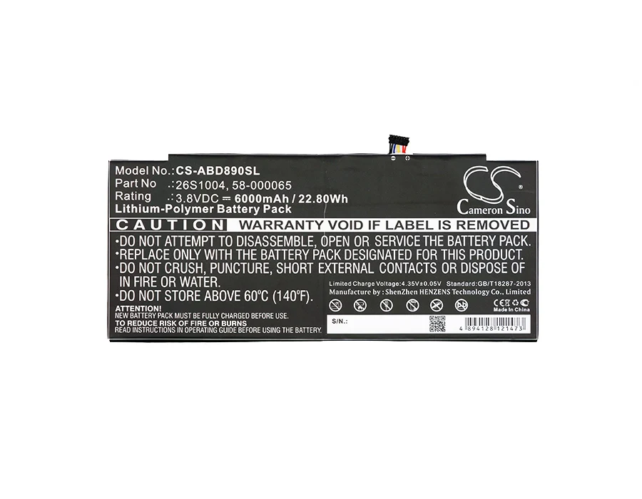 Cameron Sino 6000mAh Battery 26S1004, 58-000059, 58-000065, S12-T3-D for Amazon GPZ45RW, GU045RW, Kindle Fire HDX 8.9
Cameron Sino 6000mAh Battery 26S1004, 58-000059, 58-000065, S12-T3-D for Amazon GPZ45RW, GU045RW, Kindle Fire HDX 8.9