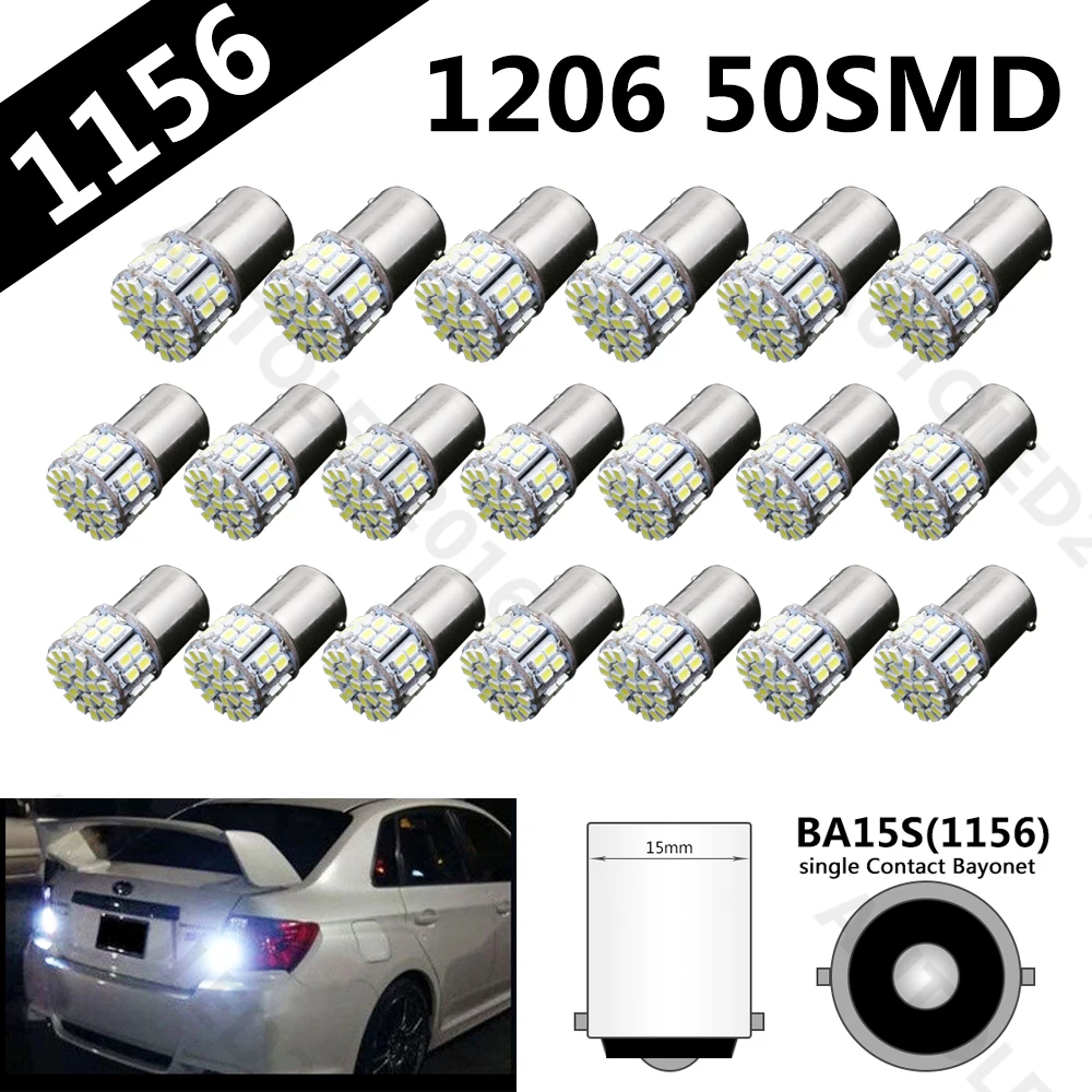 20pcs/lot P21W 1156 BA15S 3020 50led 1206 DC12V Car Brake Reserse Lights Fog Lamps Turn Signals Parking Bulb White 50 SMD LED
20pcs/lot P21W 1156 BA15S 3020 50led 1206 DC12V Car Brake Reserse Lights Fog Lamps Turn Signals Parking Bulb White 50 SMD LED