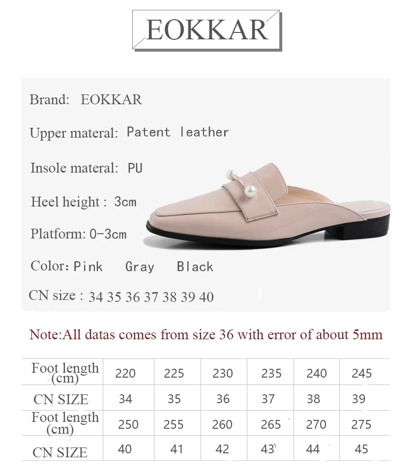 Eokkar 2019 Women Patent Leather Pearl Mules Shoe Low Heel Slingback Pumps Square Toe Classic Oxford Black Lady Pumps Size 34-40
Eokkar 2019 Women Patent Leather Pearl Mules Shoe Low Heel Slingback Pumps Square Toe Classic Oxford Black Lady Pumps Size 34-40