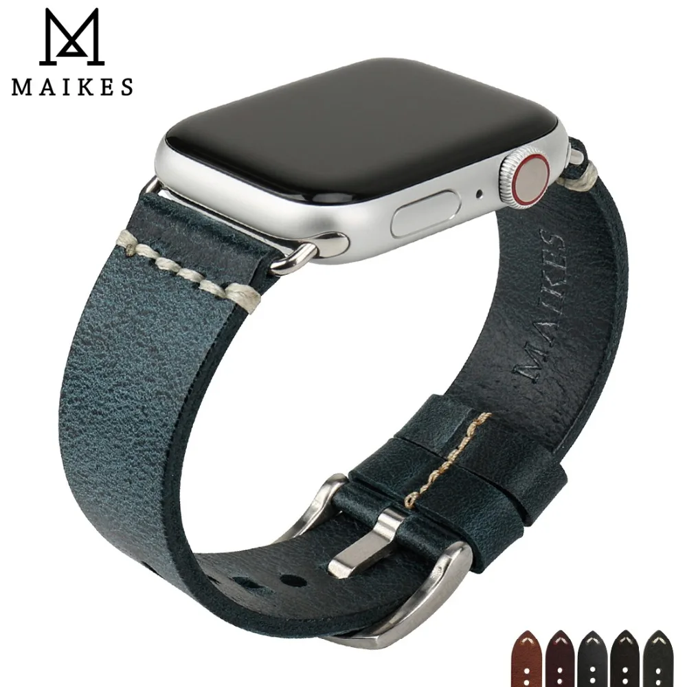 MAIKES New Design Leather Watch Strap For Apple Watch Band 42mm 38mm / 44mm 40mm Series 4 3 2 1 Blue iWatch Bracelet Watchband
MAIKES New Design Leather Watch Strap For Apple Watch Band 42mm 38mm / 44mm 40mm Series 4 3 2 1 Blue iWatch Bracelet Watchband