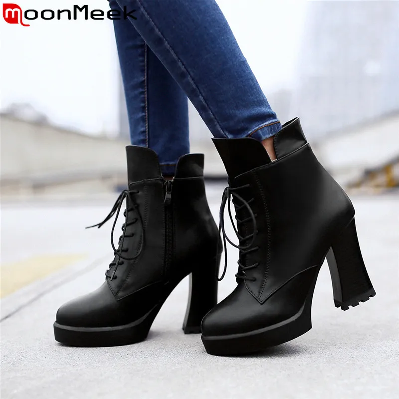 MoonMeek 2020 new ankle boots for women round toe zip platform shoes thick high heels boots women autumn winter boots
MoonMeek 2020 new ankle boots for women round toe zip platform shoes thick high heels boots women autumn winter boots