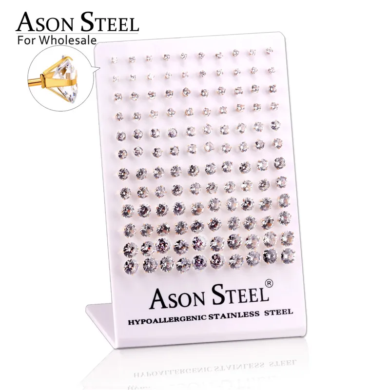 Круглые серьги ASONSTEEL золотого/серебряного цвета 60 парт/лот из нержавеющей стали