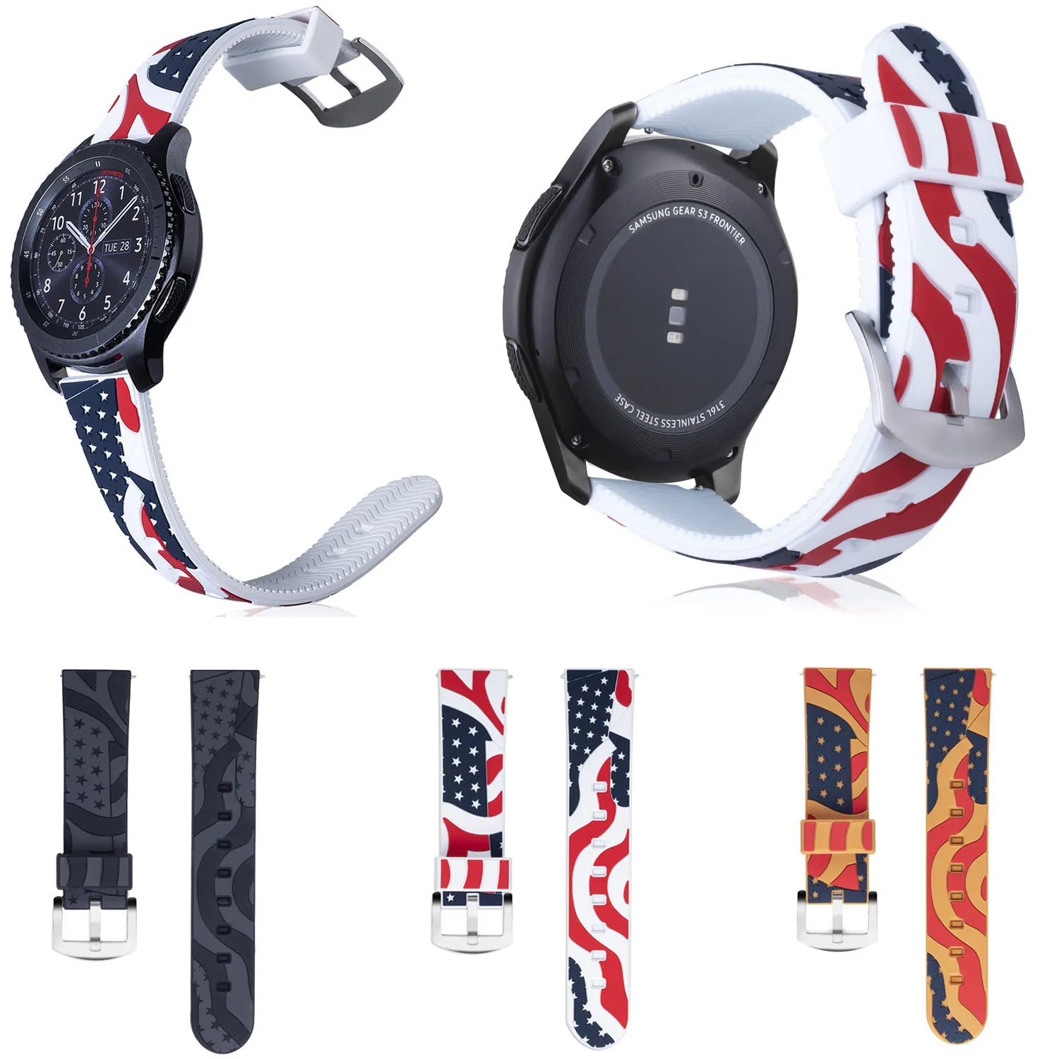 Ремешок для часов Gear S3 Frontier/Classic мягкий силиконовый сменный Браслет с флагом США 22