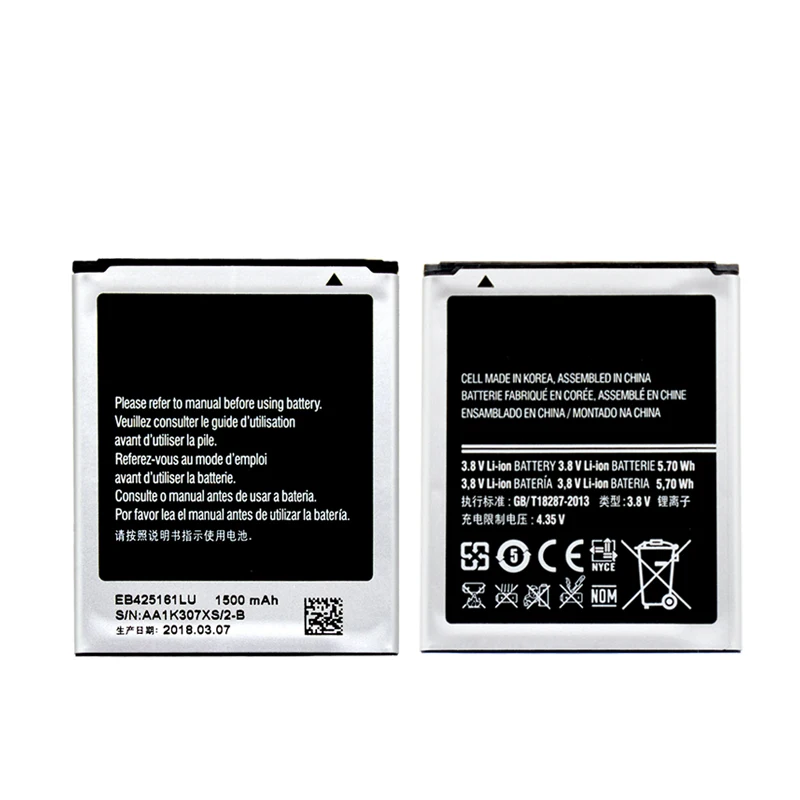 60pcs Battery EB425161LU for Samsung Galaxy S3 Mini, Ace 2 i8160 i8190, J1mini S7562 S7566 S7568 S7582 S7560 S7580 i739 AAAA+
60pcs Battery EB425161LU for Samsung Galaxy S3 Mini, Ace 2 i8160 i8190, J1mini S7562 S7566 S7568 S7582 S7560 S7580 i739 AAAA+