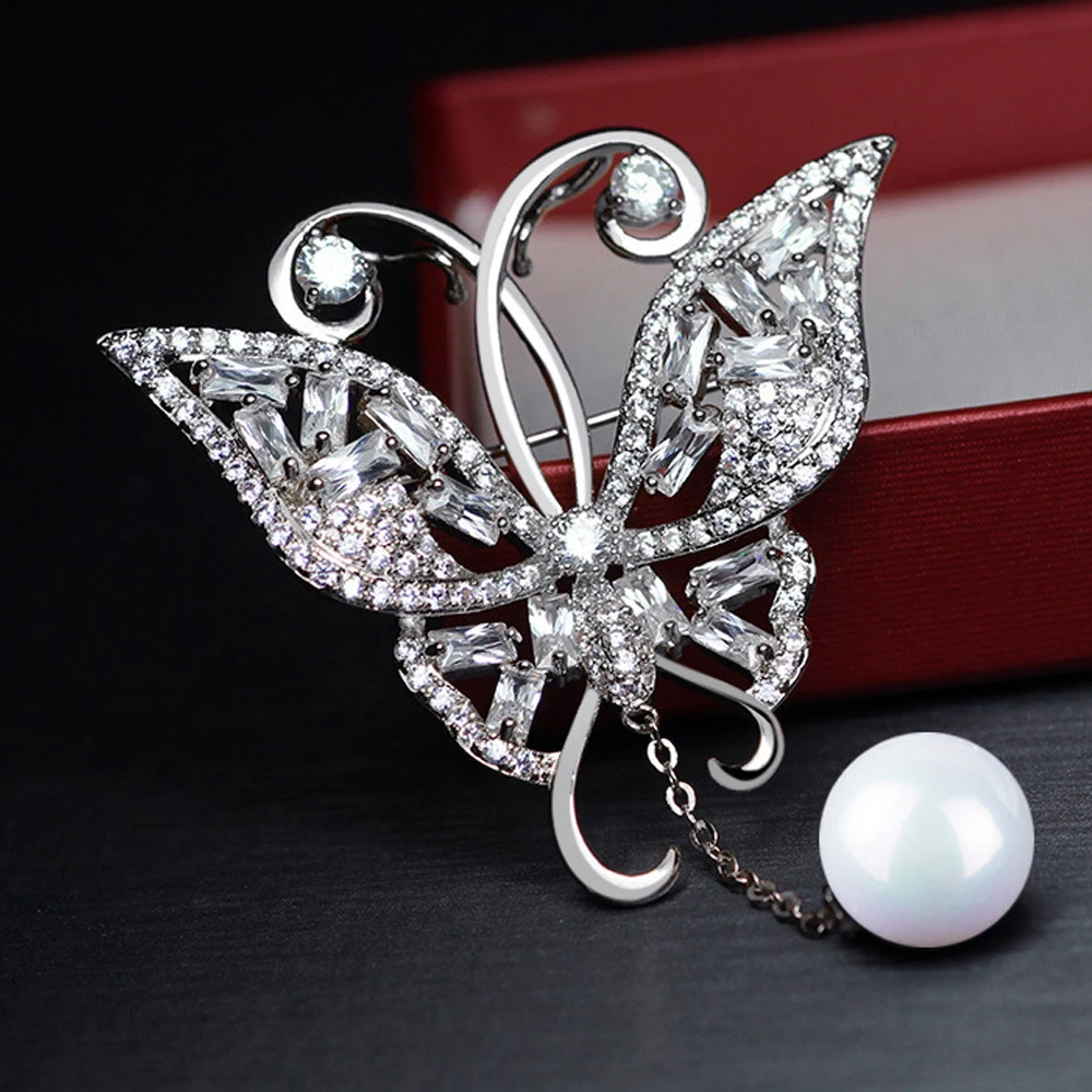 luxury Butterfly Shape Pearl Insect Brooch Shiny Zircon Copper Jewelry Pins For Women Suit Clothing Dress Accessories
luxury Butterfly Shape Pearl Insect Brooch Shiny Zircon Copper Jewelry Pins For Women Suit Clothing Dress Accessories