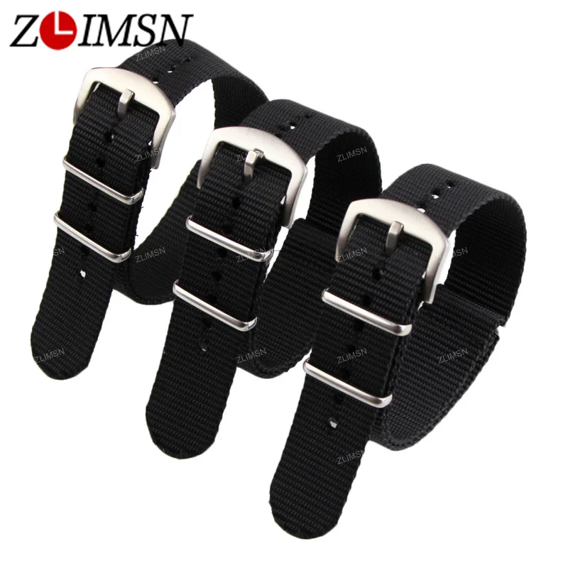 

ZLIMSN Men Black Nylon Watchbands Fabric Canvas Watch Bands Strap Bracelets Clasp Belt Relojes Hombre 2017 22mm