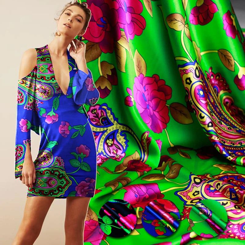 Symmetrical Paisley pattern flowers silk stretch satin fabric bad version of high-end clothing custom summer dress fabric
Symmetrical Paisley pattern flowers silk stretch satin fabric bad version of high-end clothing custom summer dress fabric
