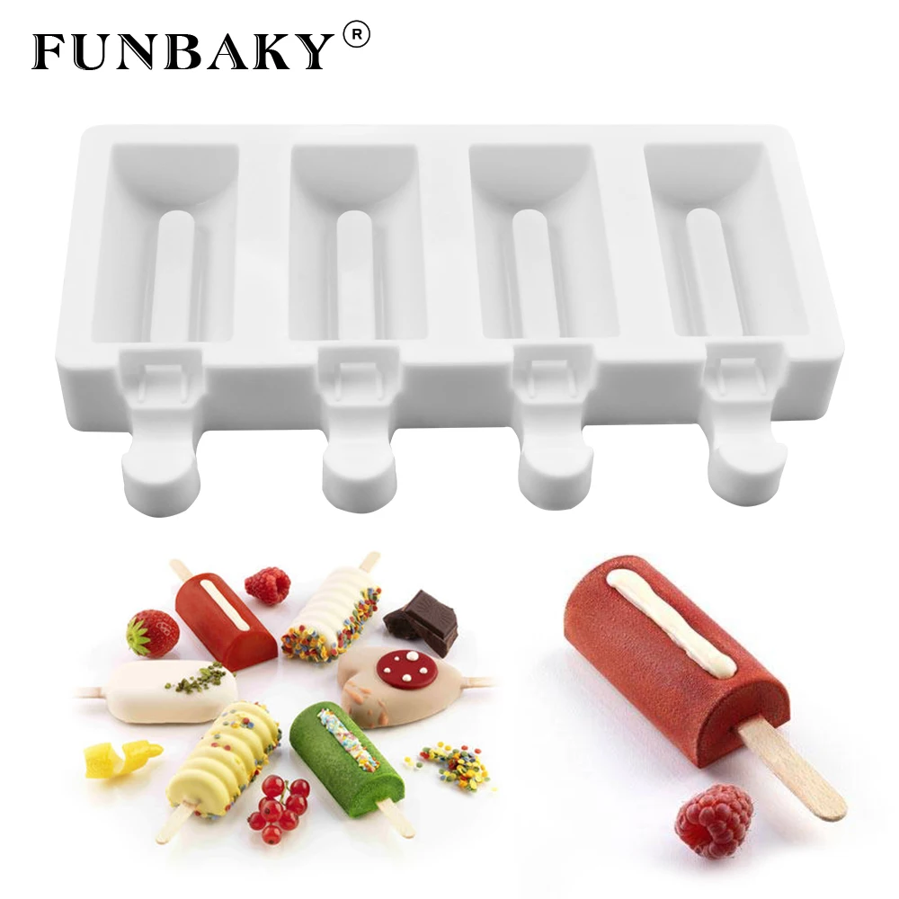 FUNBAKY 4 Cavity Silicone Ice Cream Mold Popsicle Molds With Sticks for 3D Ice Moulds For Children Party
FUNBAKY 4 Cavity Silicone Ice Cream Mold Popsicle Molds With Sticks for 3D Ice Moulds For Children Party