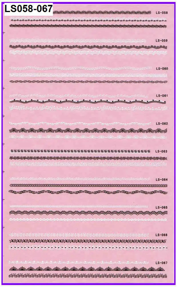 1X LARGE SHEET 3D SELF ADHESIVE FRENCH SMILE BLACK WHITE LACE NAIL ART STICKER LS058-LS067
1X LARGE SHEET 3D SELF ADHESIVE FRENCH SMILE BLACK WHITE LACE NAIL ART STICKER LS058-LS067