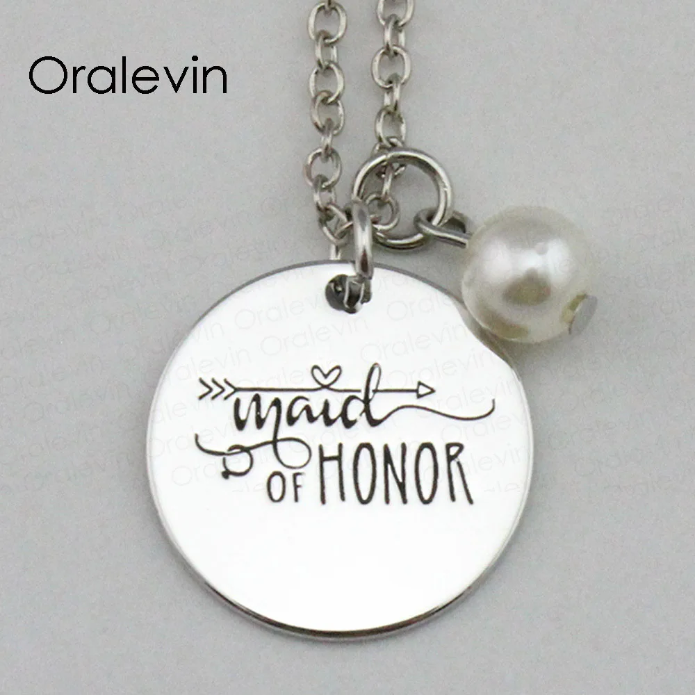 MAID OF HONOR Inspirational Hand Stamped Engraved Custom Charm Pendant Chain Necklace Metal Stamped Jewelry,10Pcs/Lot, #LN2340
MAID OF HONOR Inspirational Hand Stamped Engraved Custom Charm Pendant Chain Necklace Metal Stamped Jewelry,10Pcs/Lot, #LN2340