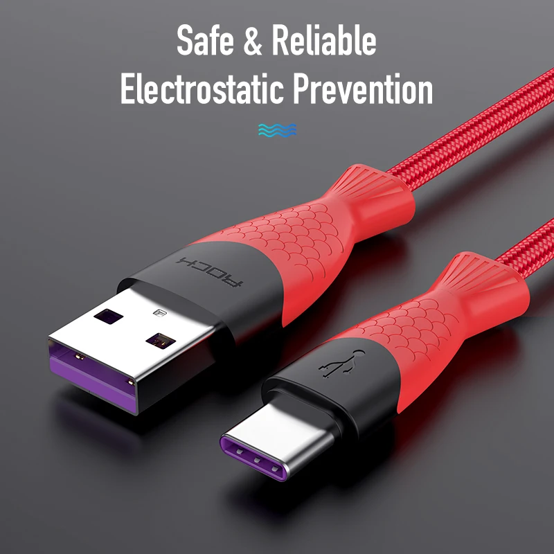 ROCK 5A usb type C кабель для huawei mate 20 P30 P20 Pro Lite usbc samsung SFCP Falsh быстрый тип Supercharge | Мобильные