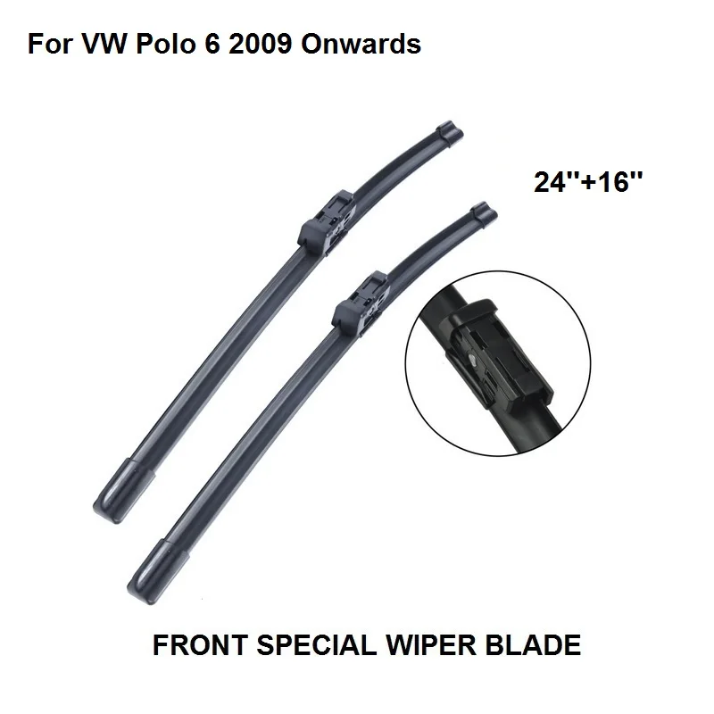 Wiper Blade For VW Polo 6 2009 Onwards 24''+16'' High Quality Natural Rubber Clean Front Windshield
Wiper Blade For VW Polo 6 2009 Onwards 24''+16'' High Quality Natural Rubber Clean Front Windshield