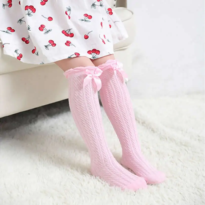Кружевные носки для маленьких девочек зимние однотонные теплые гольфы принцессы