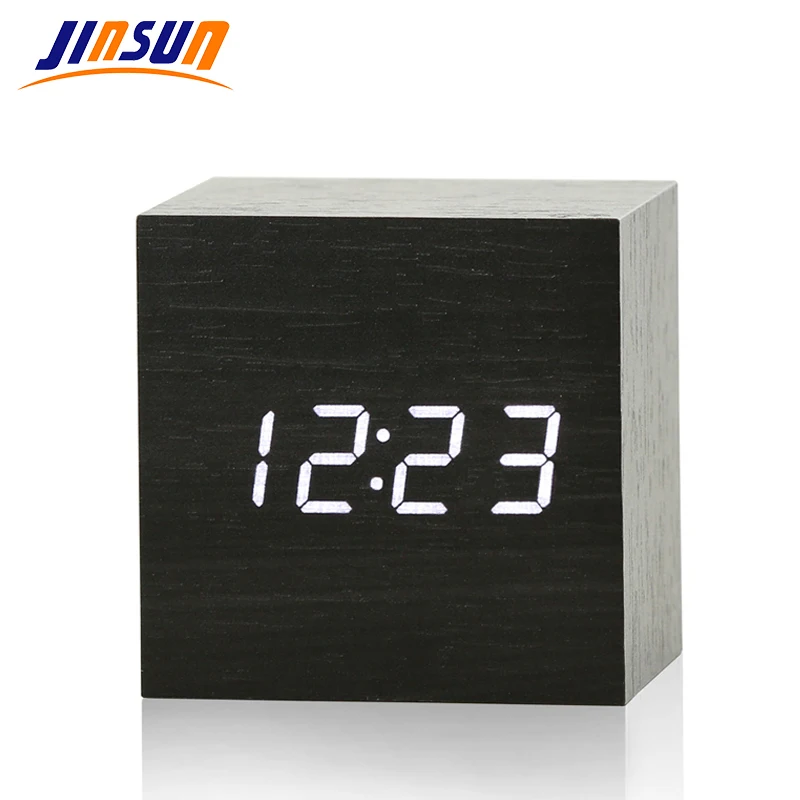 JINSUN Modern Desktop Clock Sound Control Wooden Digital Alarm Clock Square Style Single Face Activated Watch Smart despertador
JINSUN Modern Desktop Clock Sound Control Wooden Digital Alarm Clock Square Style Single Face Activated Watch Smart despertador