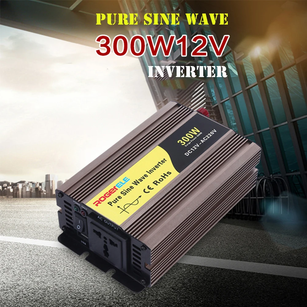 300W DC12V 24V 48V к AC220V Солнечный чистая синусоида инвертор пиковая мощность 600w