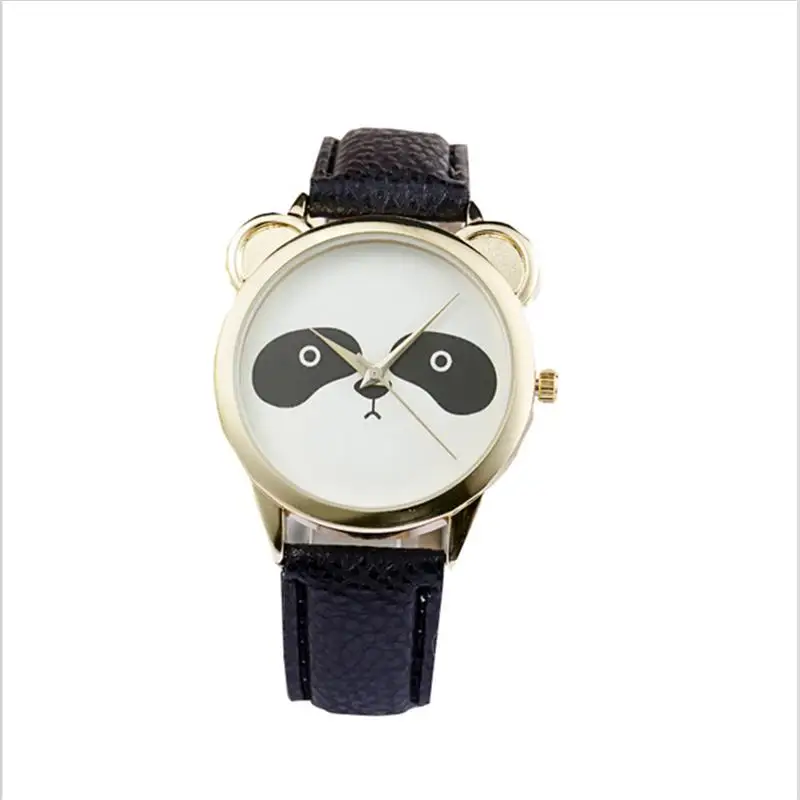 Новая мода унисекс Для женщин мужчин панда наручные часы из искусственной кожи