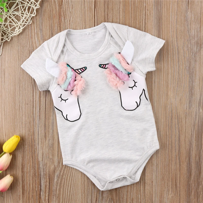 Cute Baby Girls 3D Cartoon Unicorn Romper Newborn Girls Short Sleeve Romper 2018 New Bebes Cotton Jumpsuit Summer Baby Clothing
Cute Baby Girls 3D Cartoon Unicorn Romper Newborn Girls Short Sleeve Romper 2018 New Bebes Cotton Jumpsuit Summer Baby Clothing
