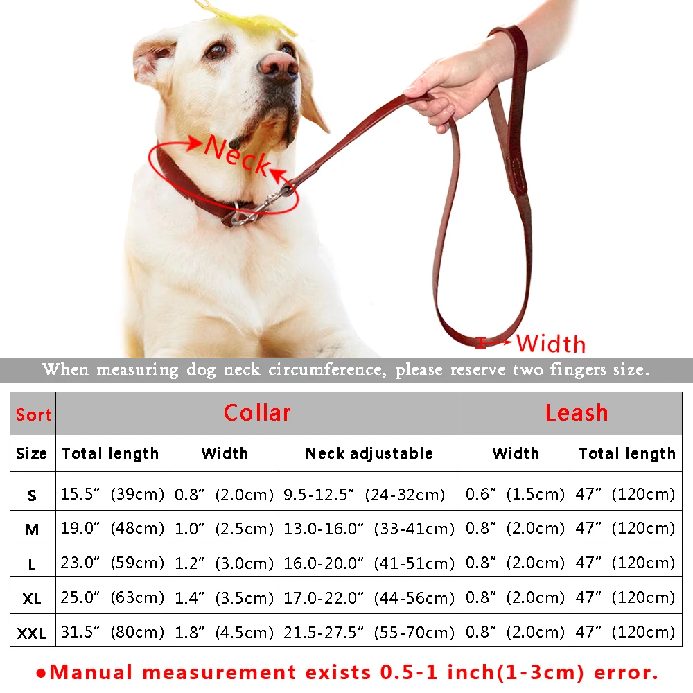 Heavy Duty Plain Leather Pet Dog Collar Leash Set Adjustable For Small Medium Large Dog Breed Pitbull Boxer Bulldog S -2XL Brown 
Heavy Duty Plain Leather Pet Dog Collar Leash Set Adjustable For Small Medium Large Dog Breed Pitbull Boxer Bulldog S -2XL Brown