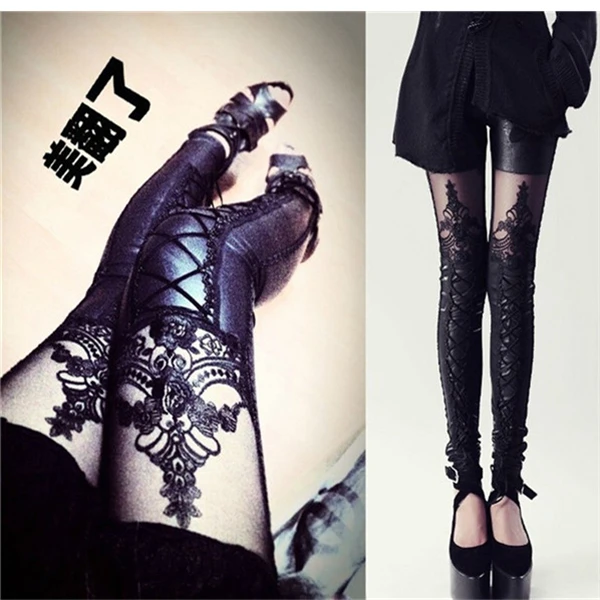 Black Women's Pants Ankle Length Faux Leather Stretchy Thin Trousers Patchwork Lace Pants Capris Autumn Trousers
Black Women's Pants Ankle Length Faux Leather Stretchy Thin Trousers Patchwork Lace Pants Capris Autumn Trousers