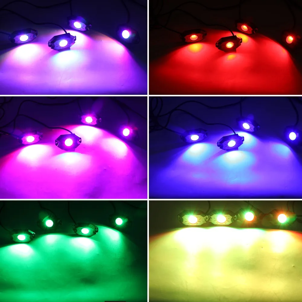 4 in 1 multi-color RGB LED Rock Light Kits with Wireless Remote Controlled for Cars Truck Exterior 4X4 ATV SUV Jeep Mine
4 in 1 multi-color RGB LED Rock Light Kits with Wireless Remote Controlled for Cars Truck Exterior 4X4 ATV SUV Jeep Mine