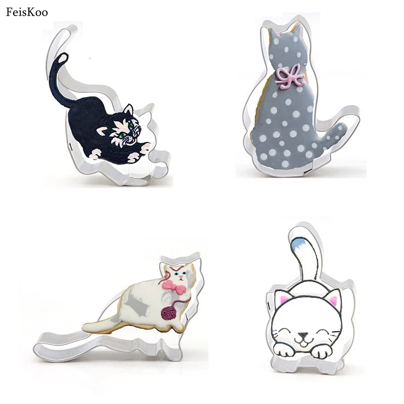 4Pcs Cat Cookie Cutter Set DIY Pastry Fondant Mold Stainless Steel Sugarcraft Cake Mold Decorating Cookie Cutter Biscuit Mold
4Pcs Cat Cookie Cutter Set DIY Pastry Fondant Mold Stainless Steel Sugarcraft Cake Mold Decorating Cookie Cutter Biscuit Mold