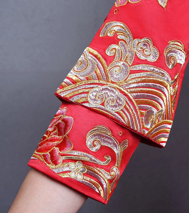 Bride Fall Clothes Vintage Chinese Style Wedding Dress Retro Toast Clothing Embroidery Phoenix Gown Marriage Cheongsam Qipao
Bride Fall Clothes Vintage Chinese Style Wedding Dress Retro Toast Clothing Embroidery Phoenix Gown Marriage Cheongsam Qipao