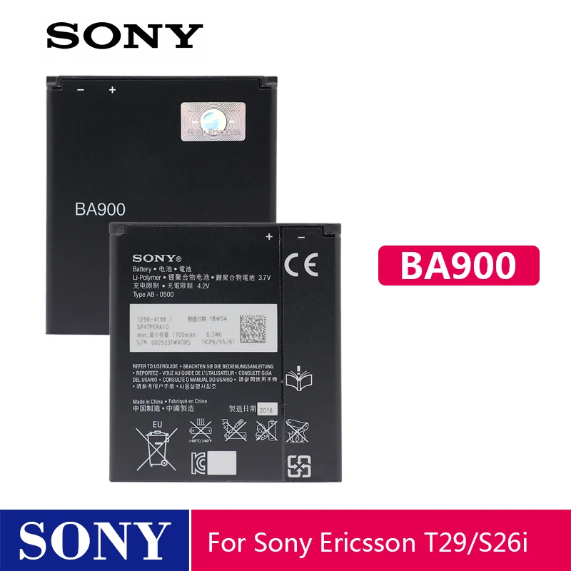 Оригинальный аккумулятор для телефона Sony BA900 SONY Xperia E1 S36H ST26I AB 0500 GX TX LT29i SO 04D C1904 C2105