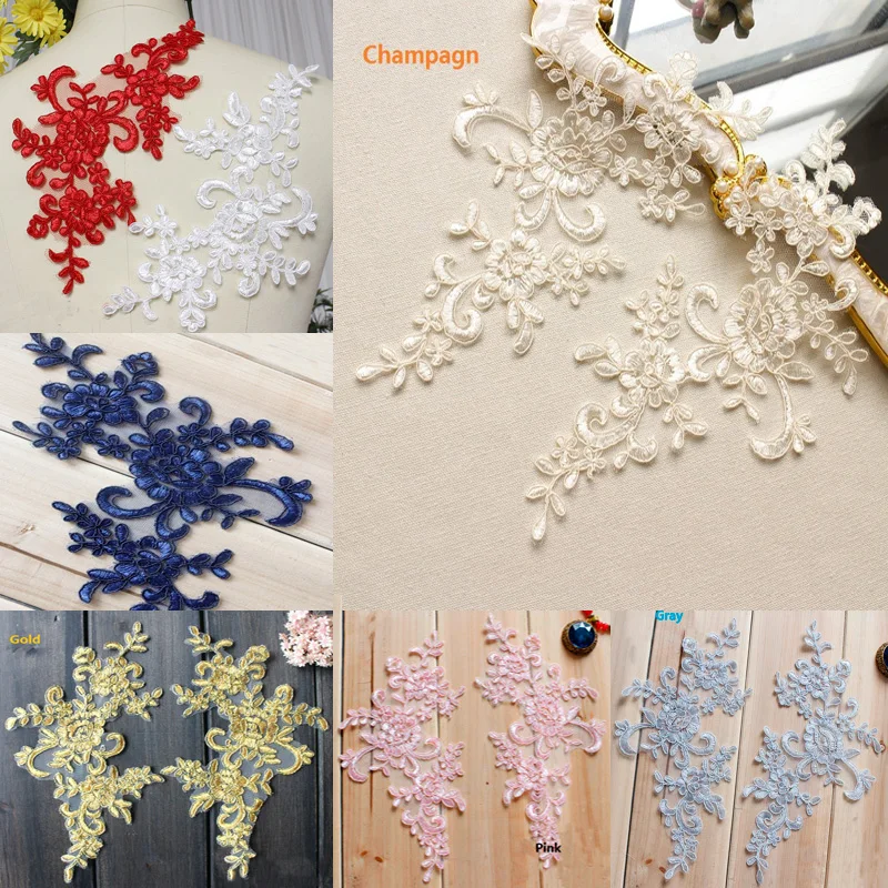 10Pcs 25*12.5cm Embroidered Lace Applique Lace Trim For DIY Wedding Dress many Colors for choice
10Pcs 25*12.5cm Embroidered Lace Applique Lace Trim For DIY Wedding Dress many Colors for choice