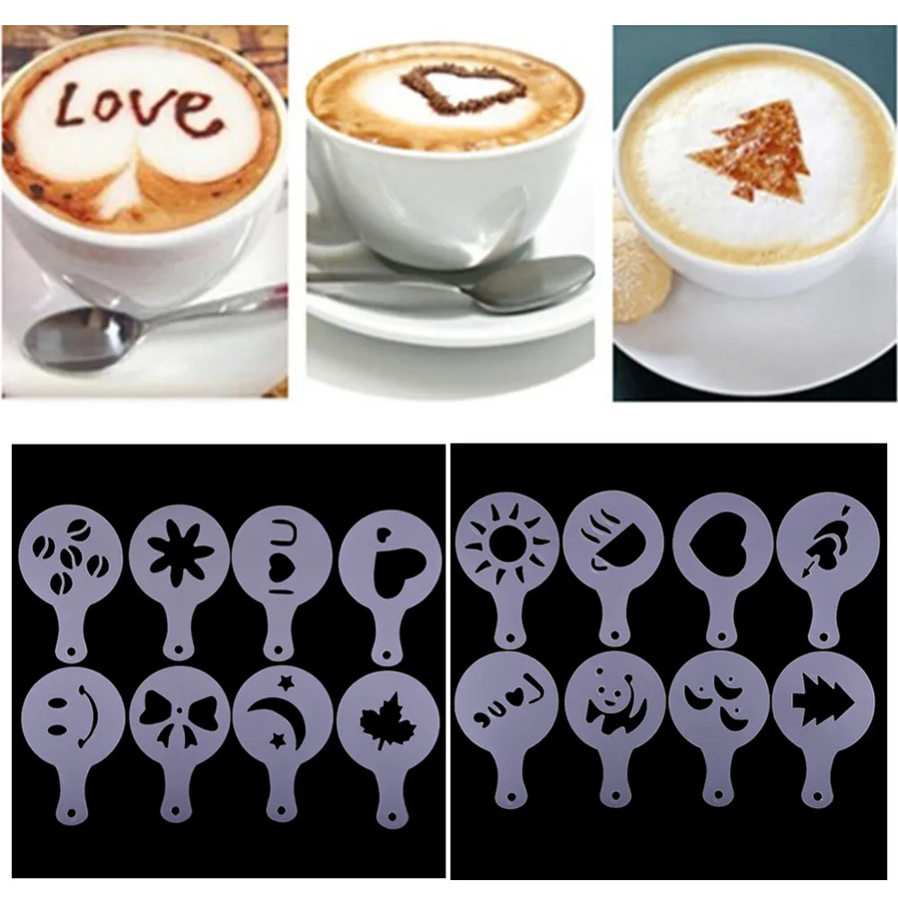 16Pcs/Lot Coffee Art Tool Creative Plastic Garland Mold Fancy Coffee Printing Mould Coffee Spray For The Coffee 2019 Free Ship
16Pcs/Lot Coffee Art Tool Creative Plastic Garland Mold Fancy Coffee Printing Mould Coffee Spray For The Coffee 2019 Free Ship