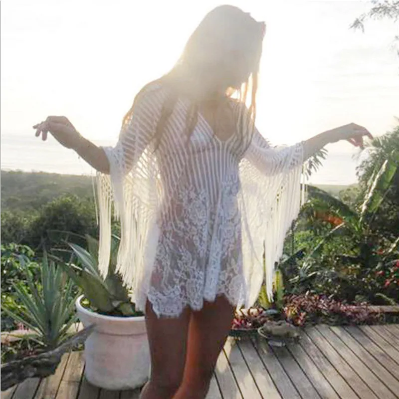 Womens Beach Mini Dress 2018 Swimwear Lace Crochet Bikini Cover Up Tassel Hollow Out Swimwear Cover Ups Beachwear Bathing Suit
Womens Beach Mini Dress 2018 Swimwear Lace Crochet Bikini Cover Up Tassel Hollow Out Swimwear Cover Ups Beachwear Bathing Suit