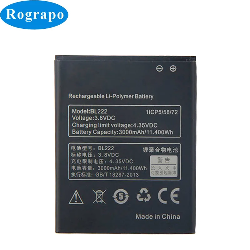 

100% 3000mAh BL222 Replacement Battery For Lenovo S660 S668T S 660 668T BL 222 Mobile Phone