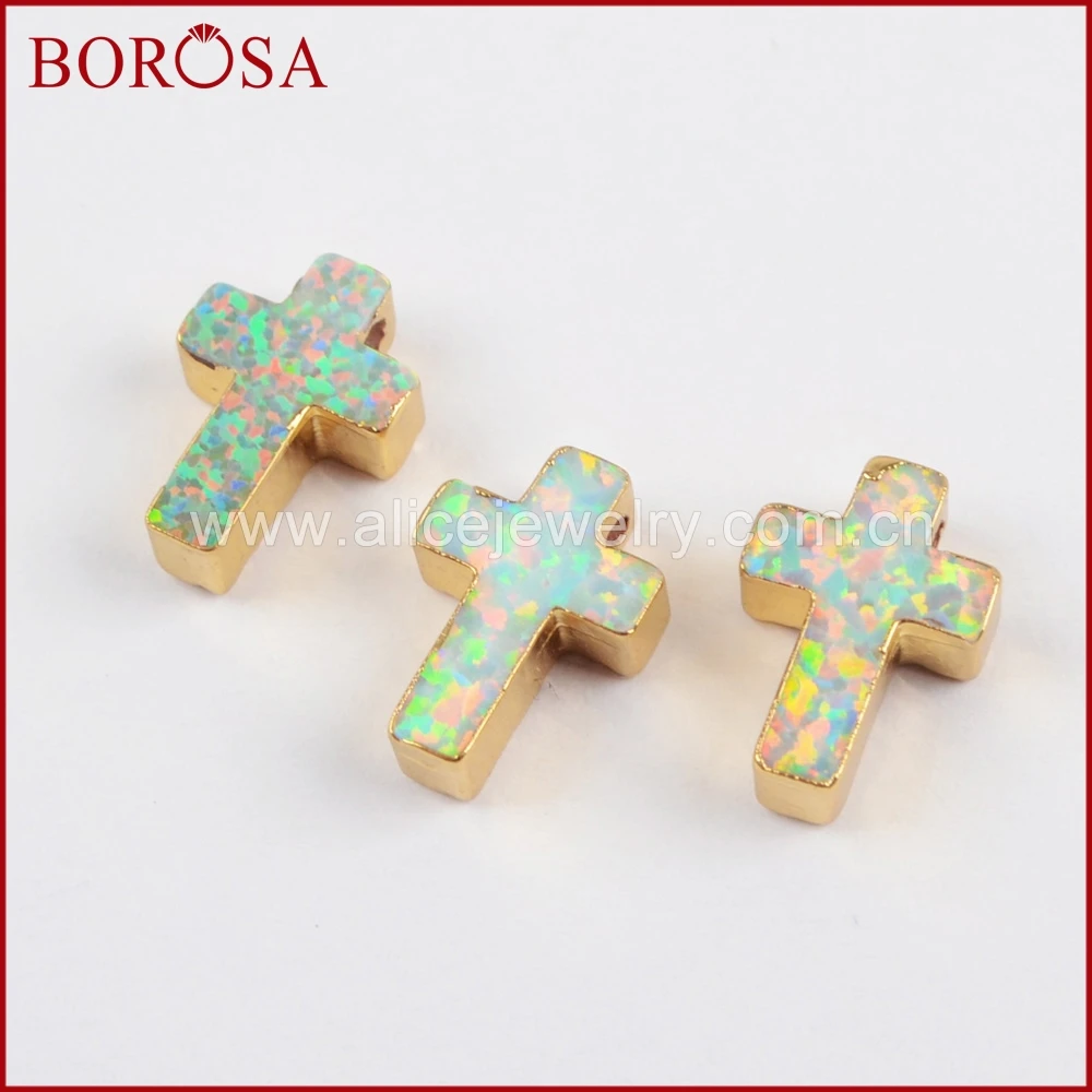 BOROSA 10PCS Cross Gold Color Man-made Opal Bead Fashion Japanese Opal Pendant Beads for Necklace Jewelry Druzy for Women G1504
BOROSA 10PCS Cross Gold Color Man-made Opal Bead Fashion Japanese Opal Pendant Beads for Necklace Jewelry Druzy for Women G1504