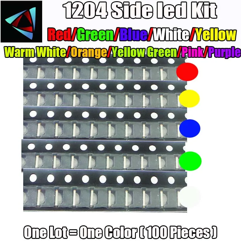 100PCS 3216 3010 3016 1206 1204 Right Angle Side White Red Blue Green Yellow Pink Orange Purple Warm White RGB
100PCS 3216 3010 3016 1206 1204 Right Angle Side White Red Blue Green Yellow Pink Orange Purple Warm White RGB
