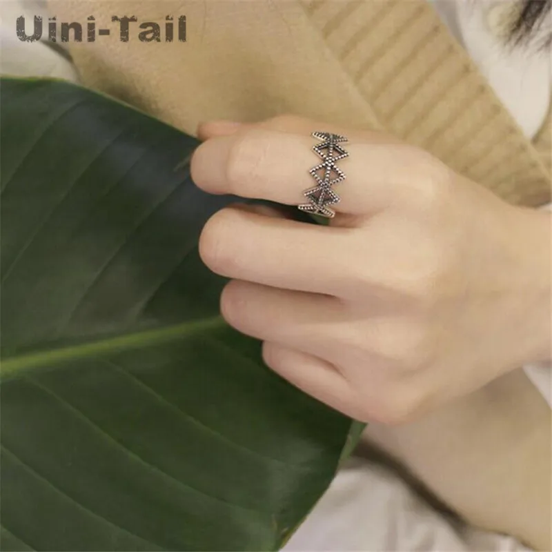 Uini-Tail 2018 hot new 925 sterling silver old geometric ring retro fashion European and American ladies open ring GN820
Uini-Tail 2018 hot new 925 sterling silver old geometric ring retro fashion European and American ladies open ring GN820