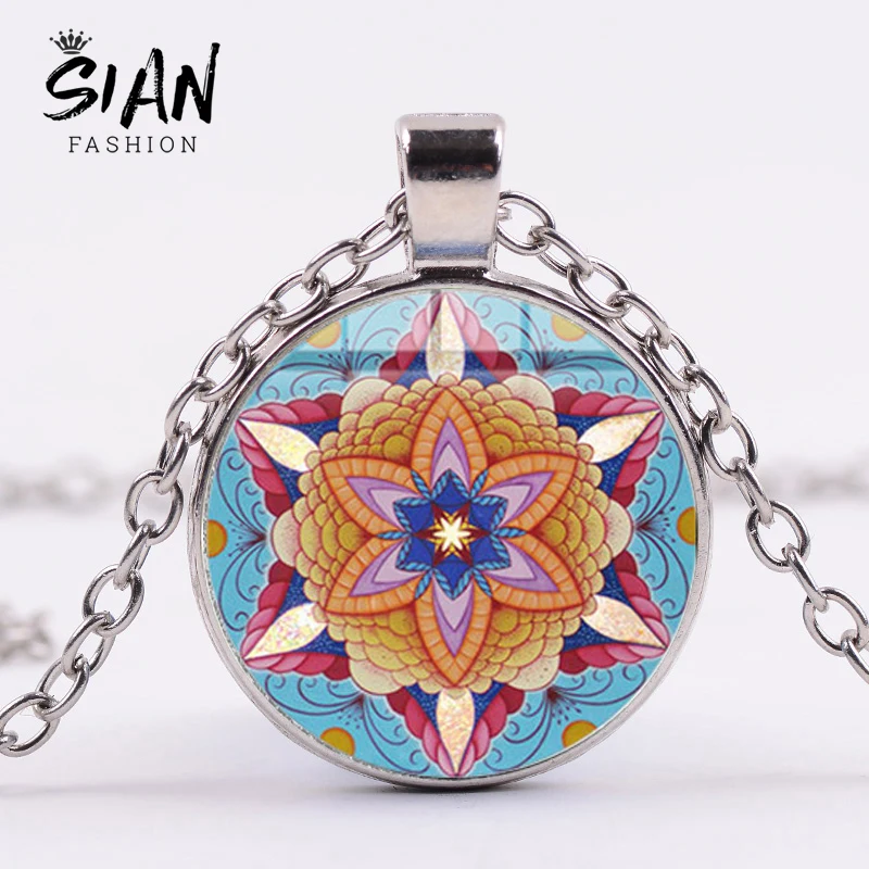 Азиатских цветок жизни серьги Henna Mandala ожерелье Ом Индии йоги буддизм чакра