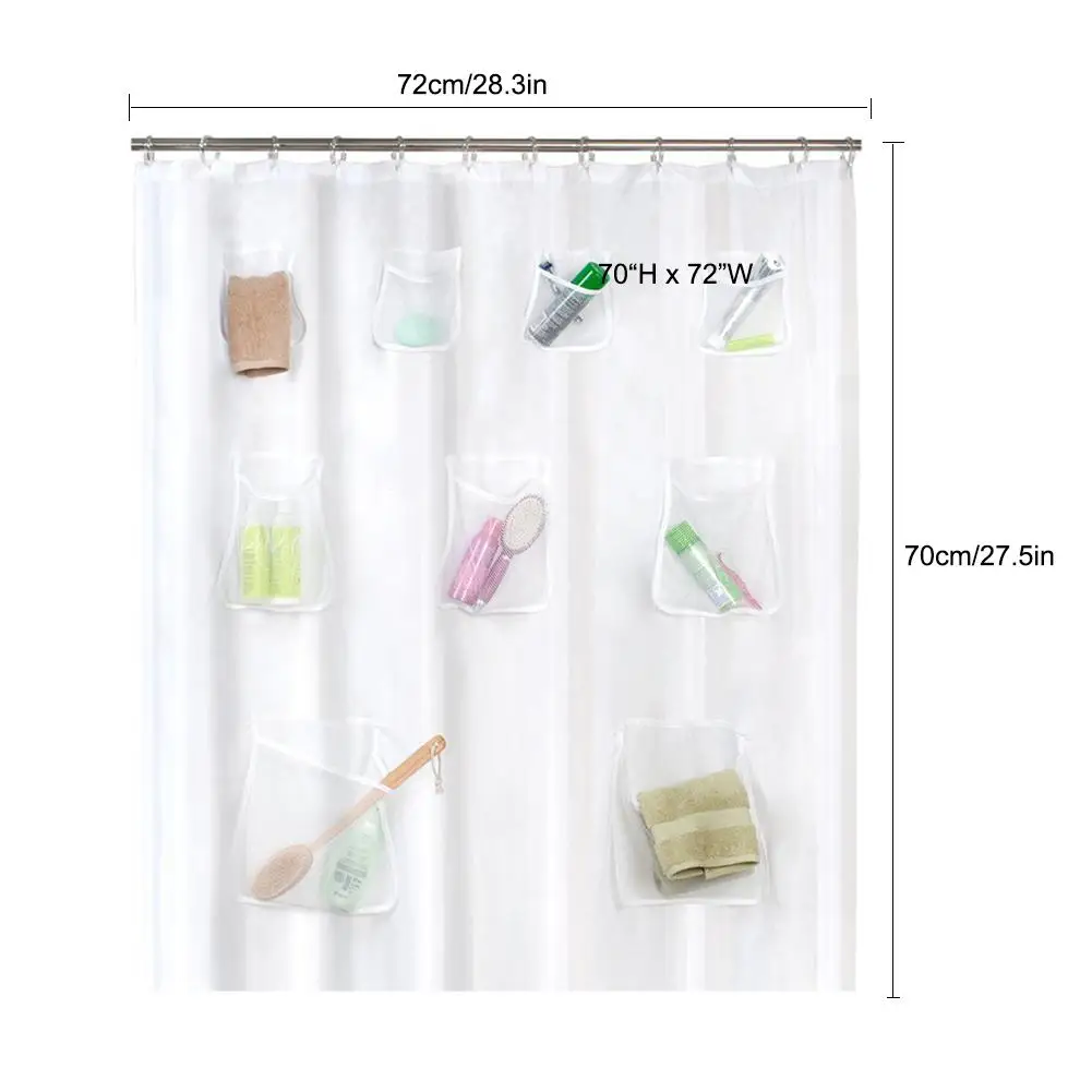 Mesh Pockets PEVA Shower Curtain Multi-Purpose Bathroom Storage Waterproof Mildew-Proof Thickened Pocket Shower Curtain 40
Mesh Pockets PEVA Shower Curtain Multi-Purpose Bathroom Storage Waterproof Mildew-Proof Thickened Pocket Shower Curtain 40
