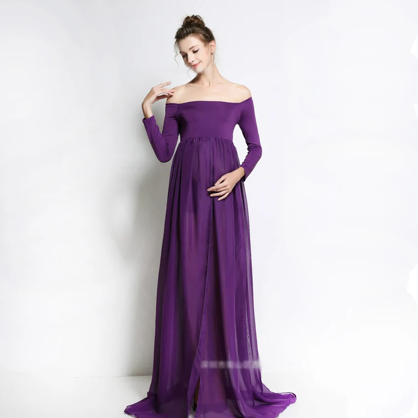 2017 Summer Fashion Shoulderless Chiffon Elegant maternity dresses long photography clothes for pregnant women
2017 Summer Fashion Shoulderless Chiffon Elegant maternity dresses long photography clothes for pregnant women