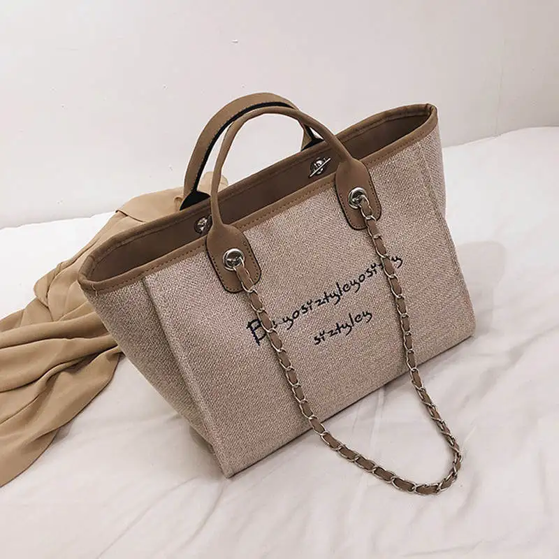 Casual Letter Large Capacity Female Shoulder Bag Luxury Canvas Chain Women Handbags Multifuction Fashion Portable Totes For Girl | Багаж и