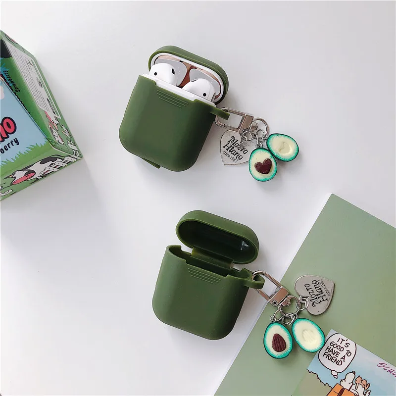 Silicone Protection earphone Cases with Popular Cute Avocado Keychain Pendant For Apple Airpods 1 2 Shockproof Headphone Cover
Silicone Protection earphone Cases with Popular Cute Avocado Keychain Pendant For Apple Airpods 1 2 Shockproof Headphone Cover