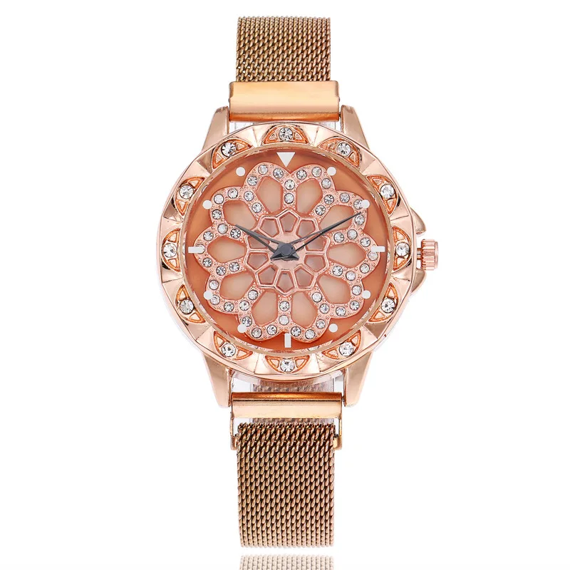 

Hot Sell 360 Degree Rotation Women Watch Mesh Magnet Starry Sky Ladies Watch Luxury Fashion Geometric Quartz Watch montre femme