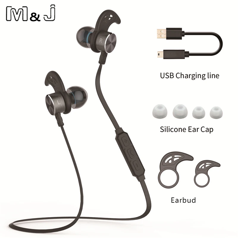 Новые магнитные беспроводные Bluetooth наушники M & J спортивные стереонаушники