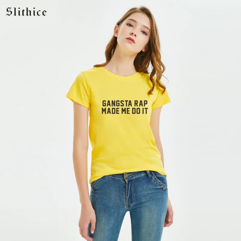 Slithice, головной убор в стиле гангста рэп Made Me Do It круглый вырез горловины Графические футболки женские футболки с коротким рукавом и надписью...
Slithice, головной убор в стиле гангста рэп Made Me Do It круглый вырез горловины Графические футболки женские футболки с коротким рукавом и надписью...