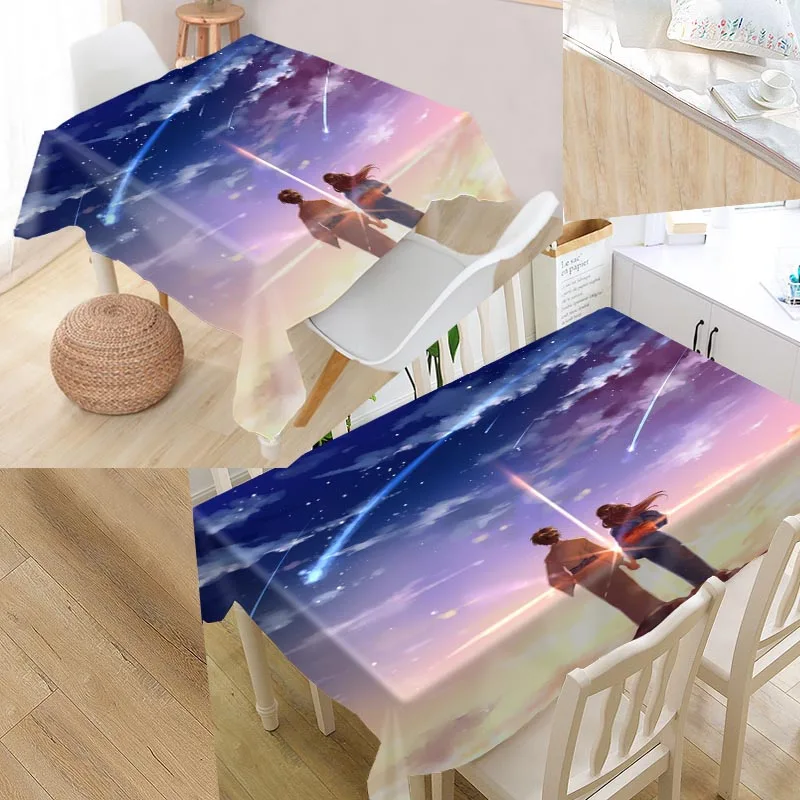 Мультяшная ткань для стола Kimi no Na wa под заказ квадратная Водонепроницаемая
