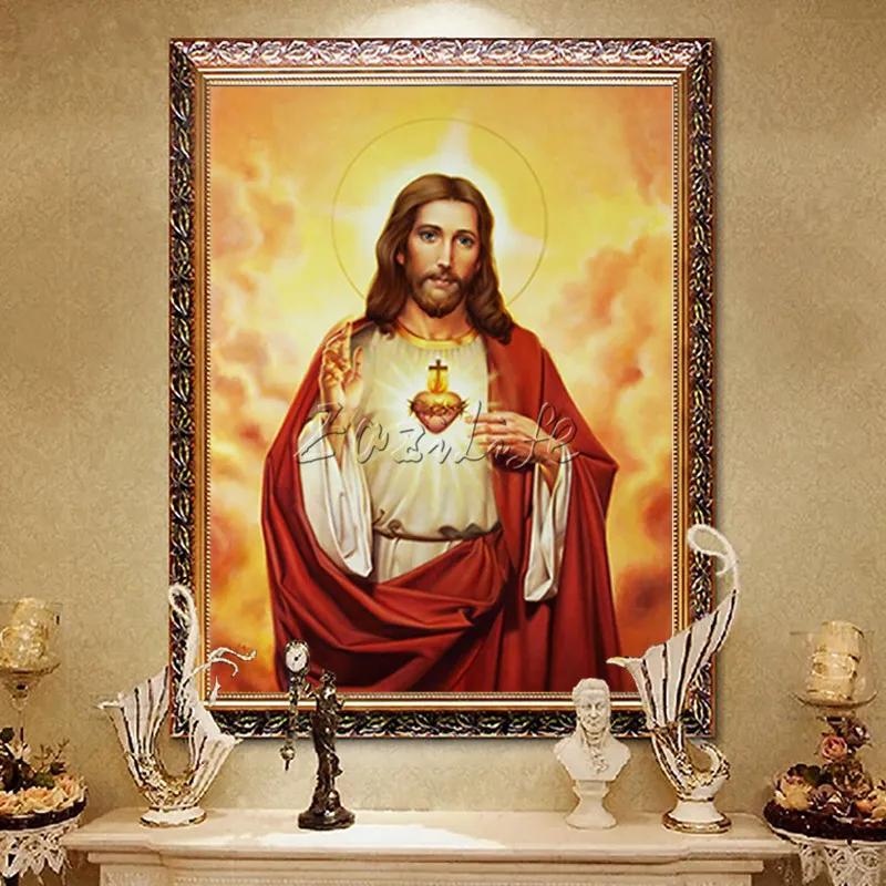 

Картина на холсте с изображением Иисуса Христа, Постер и печать на стене с изображением Священного Сердца, для домашнего декора, квадратные ...